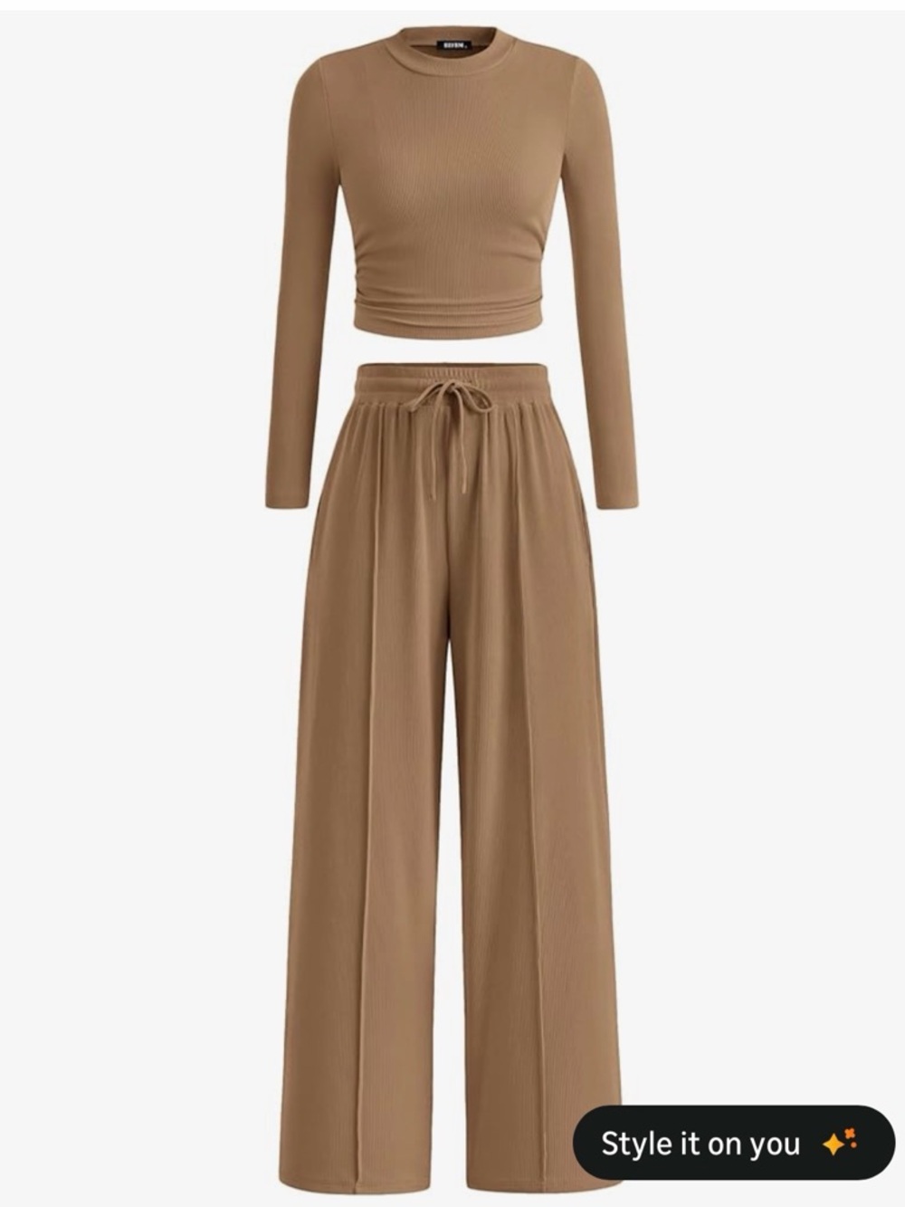 Like new! Amazon Wide-Leg Lounge Pants Set in Camel